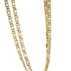 CHAIN 14k solid gold pave marina men's or women's 24", 2.7 mm.
